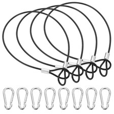 12 Inch Safety Cable Lock 4Pcs, 304 Stainless Steel Security Wire Rope Black
