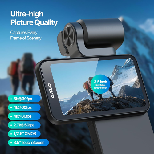 5K Vlogging Camera, 3.5'' Rotatable Touchscreen Pocket Camera, 1/2.5'' CMOS & 4K - Picture 2 of 12