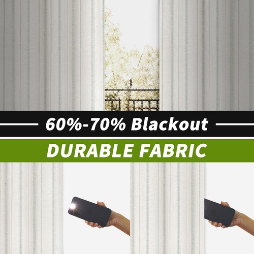 Farmhouse Linen Blend Blackout Curtains 84 Inches Long for Bedroom Vertical S... - Bild 3 von 9