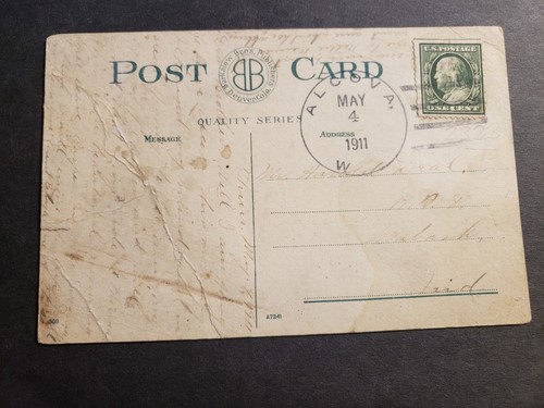 ALCOVA, NATRONA County, WYOMING 1911 Herding Sheep Postcard WY - Picture 2 of 2
