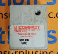 COMPACT AIR PRODUCTS S34X34 PNEUMATIC CYLINDER 3/4" BORE 3/4" STROKE NEW READ 
