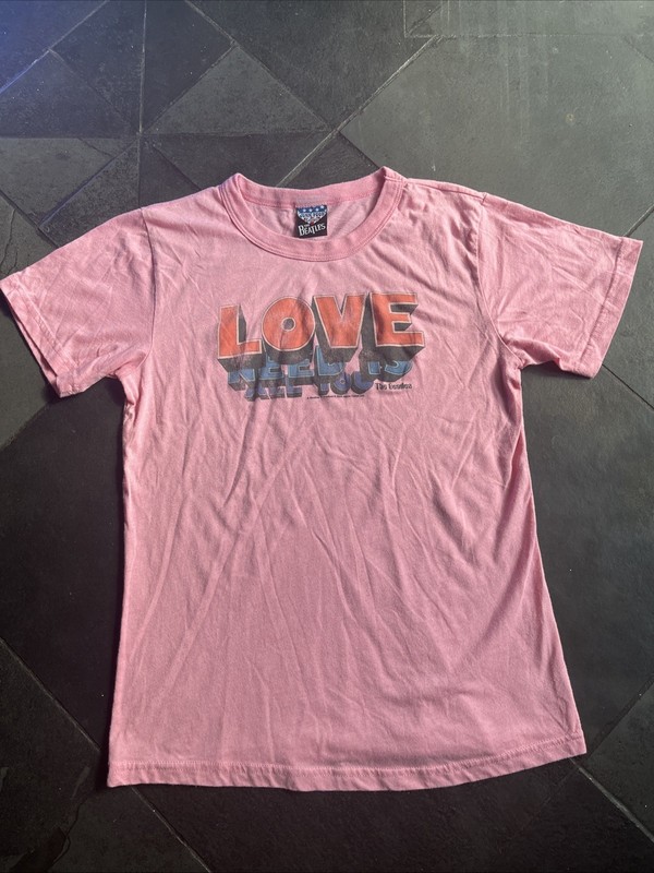 Funk Food Brand Beatles Cross Over Vintage TShirt 2005 Pink All You Need Is Love