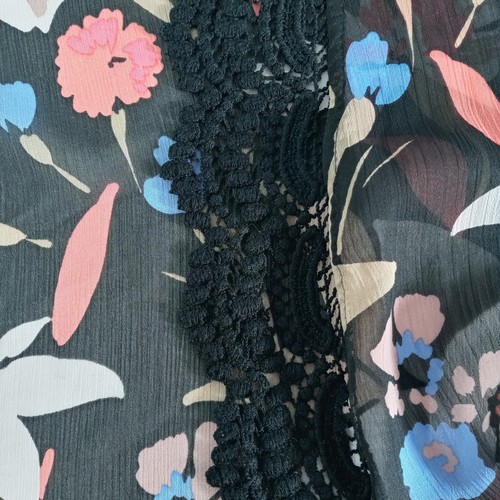 Torrid Duster Womens Sz 14 16 18 (1/2) Floral Chiffon Crochet Scalloped Trim - Picture 8 of 14