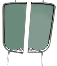 Vent Windows Chrome Frames Green Tint Glass 1955-59 Chevy Pickup Truck