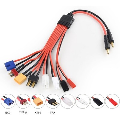 Lightweight 8Way Banana Plugs Power Splitter Cable for FUTABA, EC3, XT60