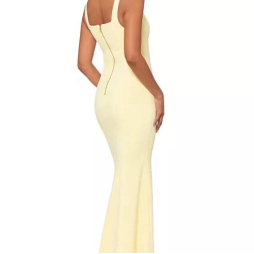 AQUA Formal Yellow Sleeveless Square Neck Dress - Picture 2 of 16