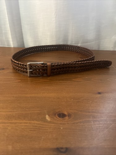 ROUNDTREE & YORKE Gürtel aus vollnarbigem Rindsleder geflochten Größe 38