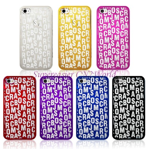 Plating Letter Marc Jacobs Crystal Alphabet Hard PC Case Cover for iPhone 4 4S