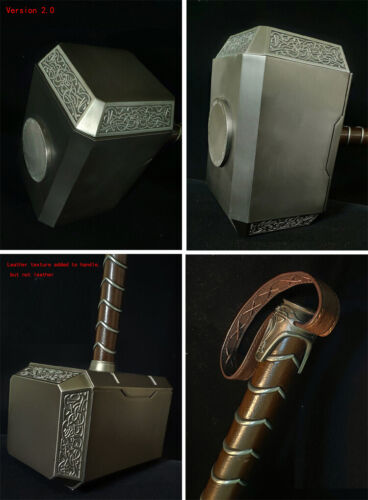 HCMY Full Metal Versione 2.0 1:1 The Avengers Thor Hammer Replica Props Mjolnir - Foto 6 di 21
