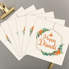 X6 MULTIPACK HAPPY DIWALI HANGING FLORAL HEXAGON GREETING CARD PACK