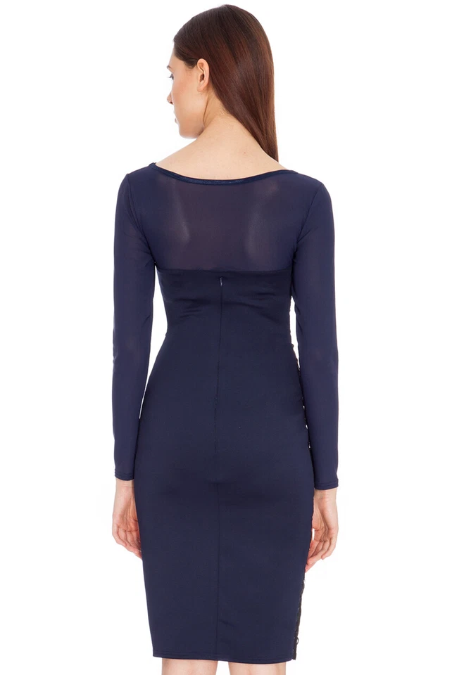 Women Lady Goddiva New Sequin Party Cocktail Dress Stretch Midi Fitted Blue UK 8 - Image 2 of 4