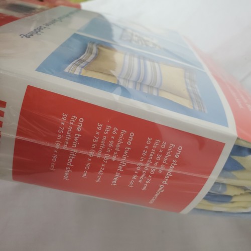 vtg Martha Stewart Everyday Twin Sheet Set Fressia Field Yllow Blue Floral Print - Picture 5 of 6