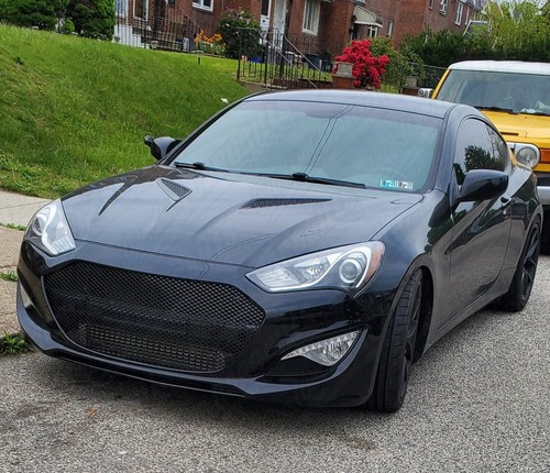 CCG GLOSS BLACK PERF GT MESH GRILL FOR 2013 - 2016 HYUNDAI GENESIS COUPE GRILLE - Picture 8 of 11