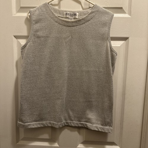 Vintage Bob Mackie Top Large Metallic Silber Pullover Damen - Bild 2 von 5