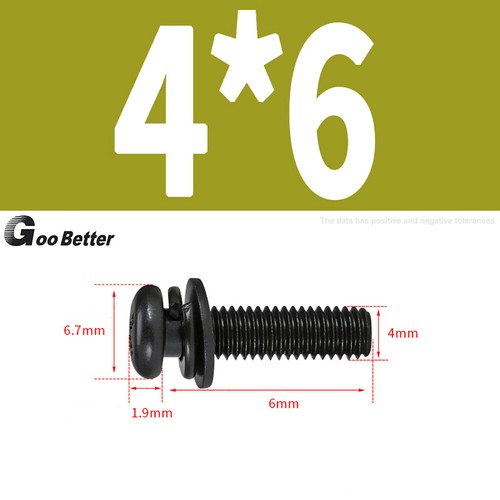 Phillips Pan Head Machine Bolts Black Zinc Plated Pozi Screws With Washer M2-M8 - Picture 30 of 72