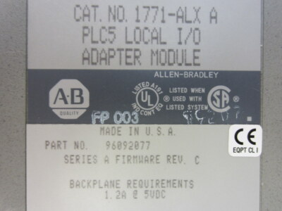 Allen Bradley 1771-ALX Adapter Module 1771ALX 1771-ALX A | eBay