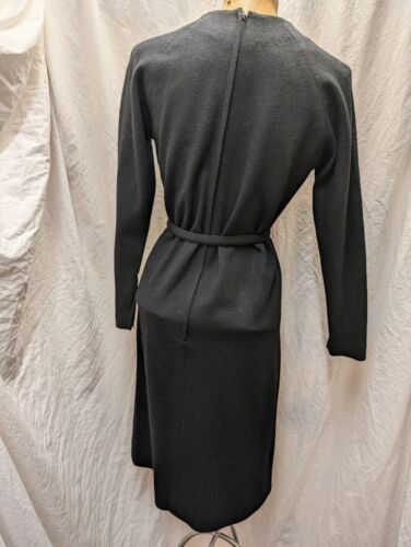 Vintage 1960's Black Wool Mod Cocktail Dress by Meg Madison M - Picture 6 of 7
