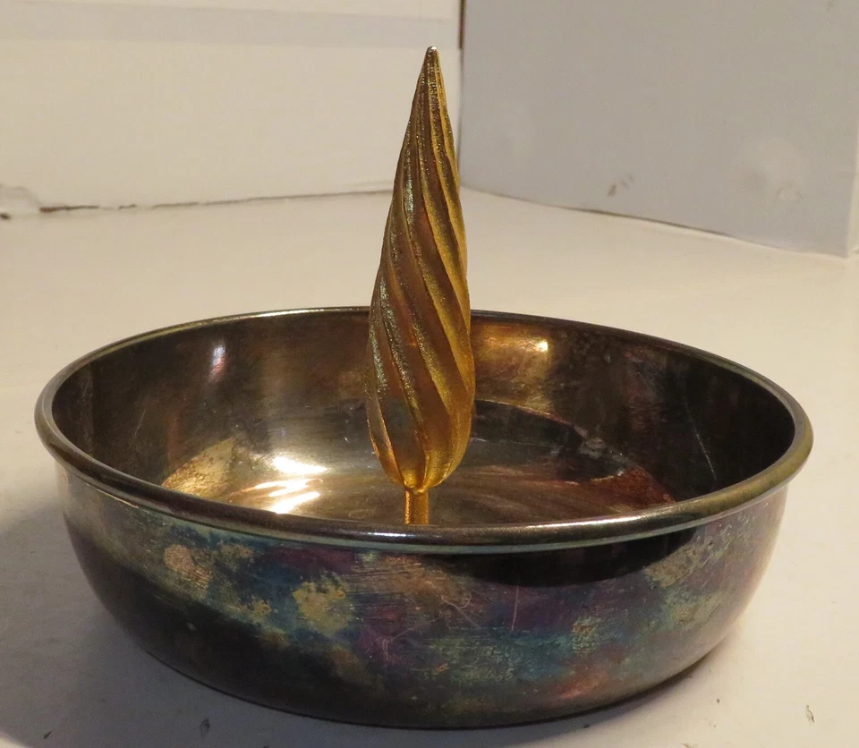 Plato de plata de colección cuenco para servir plato bandeja circular de cenizas dorado Ctr remolino ANATOLI Foto 4 de 4