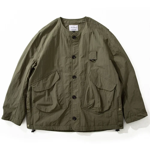 Cargo Men's Multi Pocket Jacket Thin Coat Collarless Casual Loose Fashion Retro - Imagen 16 de 16