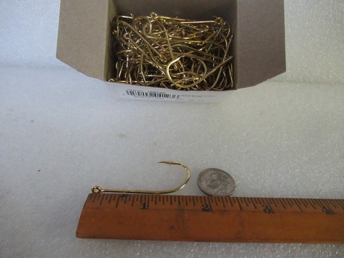 100 GOLD BAITHOLDER HOOKS PORGY SEA BASS TROUT PANFISH BAIT FISHING PICK HOOK SZ - Picture 2 of 22