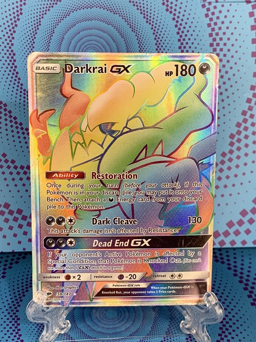 Darkrai GX 158/147 Rainbow Secret Rare Holo SM Burning Darkrai GX 158/147 Rainbow Secret Rare Holo SM Burning