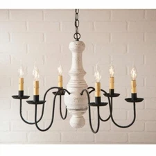 Maple Glenn 6 Arm Chandelier in Americana White. Country Chandelier Lighting