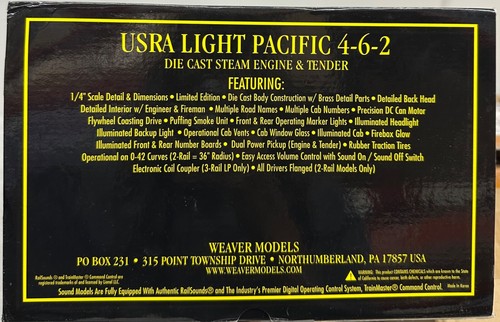 Weaver #19805 Maine Central USRA Light Pacific 4-6-2 w/Tender 2 Rail NEW - Picture 8 of 8