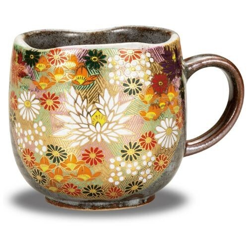 Kutani Ware Mug Cup Gold Flower Japanese Pottery Kutaniyaki Japan Gift Box - Foto 1 di 9