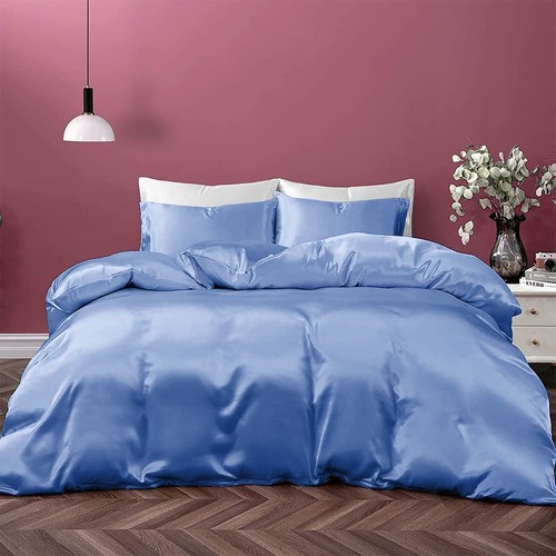 Satin Duvet Cover Queen Size 3 Piece Silk Comforter Cover Ultra Soft all Size - Picture 136 of 161