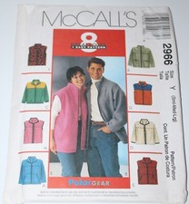 McCalls 2966 Easy Adult Teen Unisex Unlined Jacket or Vest Pattern Sz S M L