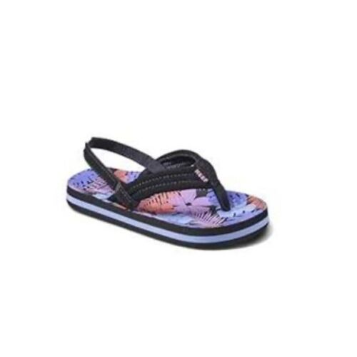 Reef Kids Flip Flops Beach Sandals Summer Tropical Print Purple Blue Size 4 - Picture 2 of 2