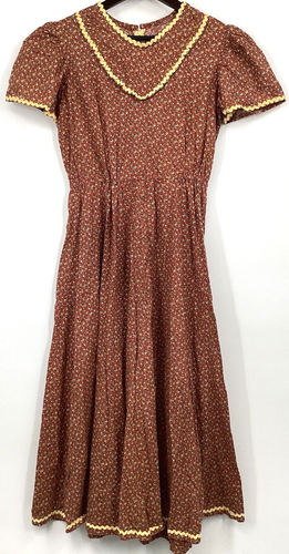 Prairie Dress & Bonnet-Red Floral Cottagecore-Long-Costume-Sm/Med-ONE OF A KIND - Picture 7 of 12