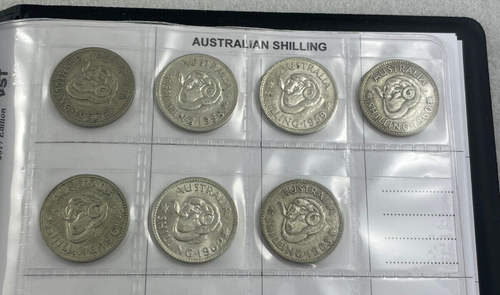 1910-1963 Complete Australian Shilling Set INCL 1933 - Used Coins but Better - - Foto 6 di 7