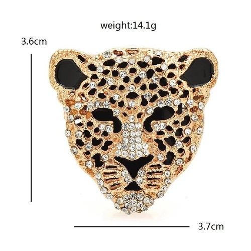 Cheetah Head Emblem Fierce Tropic Savanna Animal Rhinestone Brooch Jewelry - Picture 2 of 6