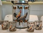 Rooster & Chicken Glass Beverage Dispenser with Spigot