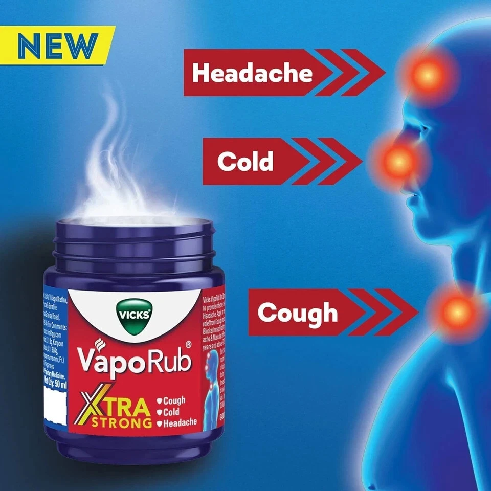 5 X Vicks VapoRub Xtra Strong от кашля, простуды, насморка и головной боли - 25 мл красный - Изображение 3 из 4