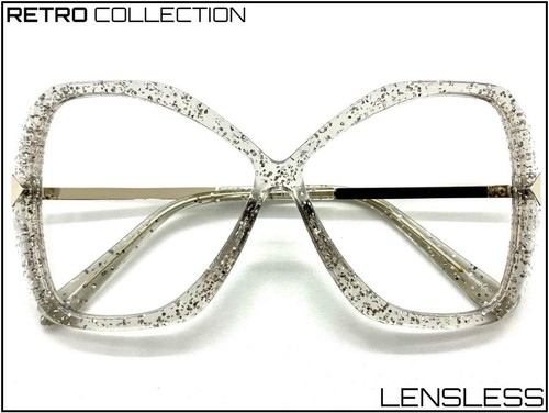 Oversized Retro Lensless Eye Glasses Big Large Butterfly Gray Frame Only NO Lens - Photo 2/8