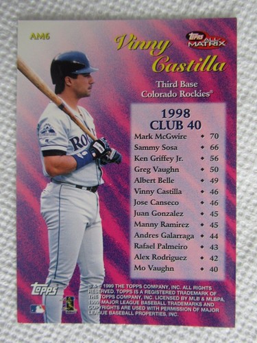 1999 Topps Club 40 Vinny Castilla AM6 - Bild 2 von 2