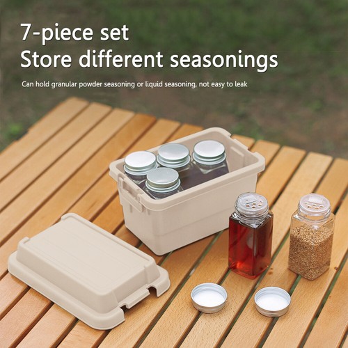 Tarro de barbacoa bolsa de almacenamiento de especias portátil caja de almacenamiento al aire libre utensilios de camping (beige) - Imagen 5 de 6