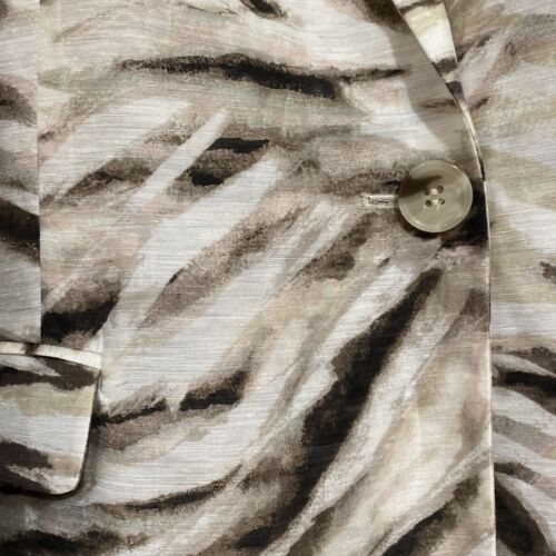 CHICO'S Brown/White/Pink Animal Print 3/4 Sleeve Linen Blend Jacket ~Size 3, XL - Picture 3 of 5