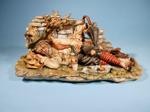 Capodimonte Vagabundo Durmiendo en la Calle RARO De Colección 331 * Estatuilla de Porcelana Pesada - Imagen 7 de 10
