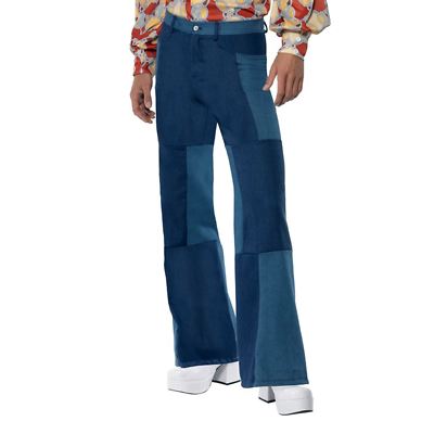Da Uomo Adulto M Nero Hippy a Campana Zampa Pantaloni Svasati 1970s