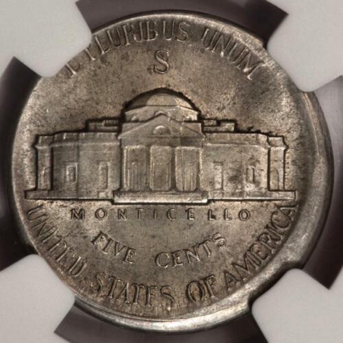 1945 S NGC MS63 Broadstruck Silver War Nickel Mint Error Extremely Rare - Picture 2 of 4