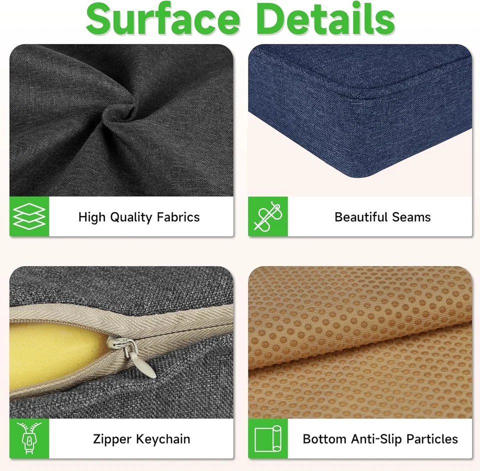 Cojín de banco de tamaño personalizado de 3 pulgadas de grosor para muebles de patio/silla/asiento de ventana Foto 4 de 4