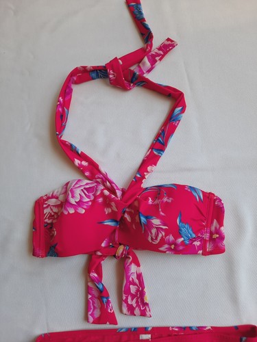 Bikini bandeau halter Bras N Things talla 10 rojo rubí y azul 2 piezas - Imagen 2 de 9