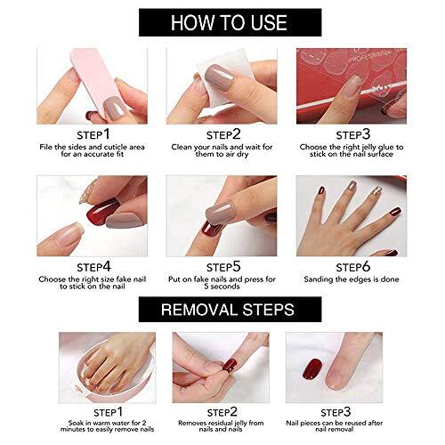 YoYoee Long Rose Nails Tips Glitter French False Nails Square Press Gorgeous 40 - Picture 4 of 5