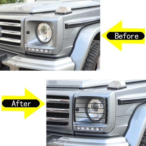 2pcs Headlight Protector Guard Grills Cover Fits Mercedes G500 2007-2018 - Picture 5 of 12