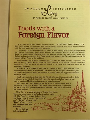 1967 Foods With A Foreign Flavor Cookbook 2000 Recipes Home Economics Teachers - Picture 5 of 22