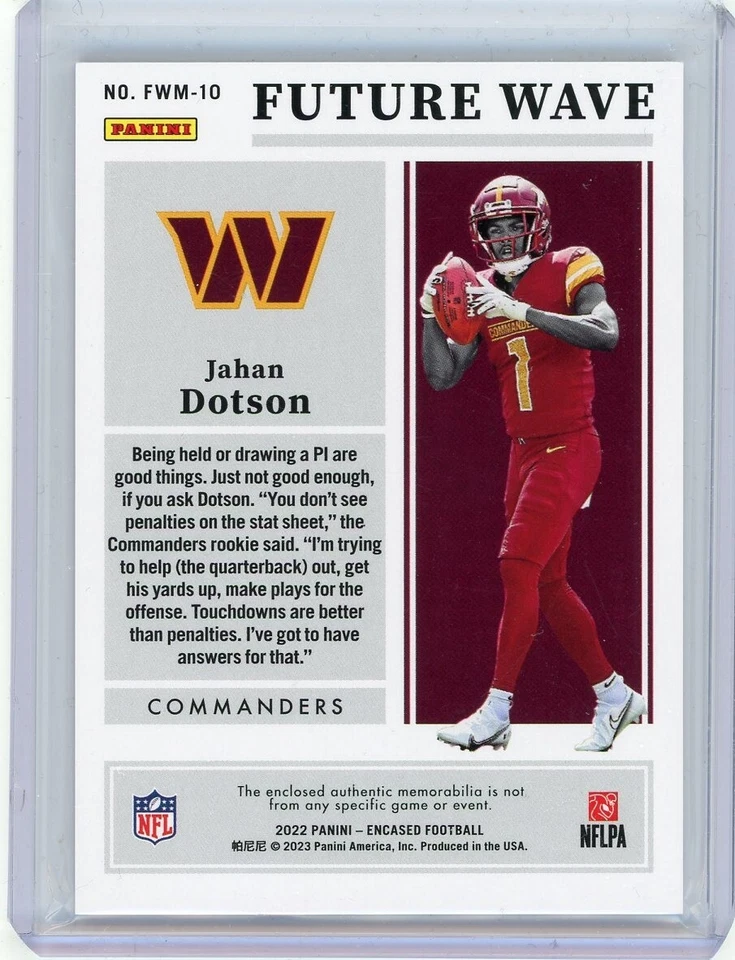 2022 Panini Encased Football Future Wave Logo Patch Rookie Jahan Dotson #5/9 - Image 2 of 2
