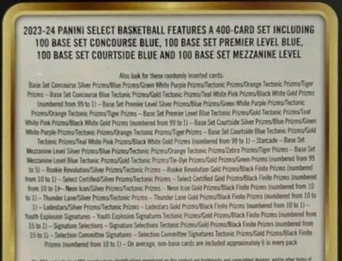 2023-24 NBA Select Basketball Hanger Box 20 Trading Cards Tectonic Prizm Sealed - Picture 3 of 4